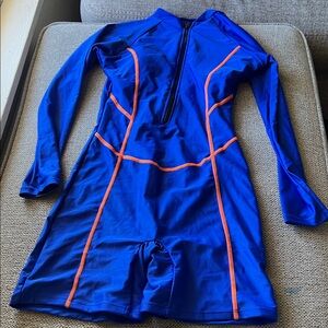 Blue and Orange Long Sleeve Swimsuit